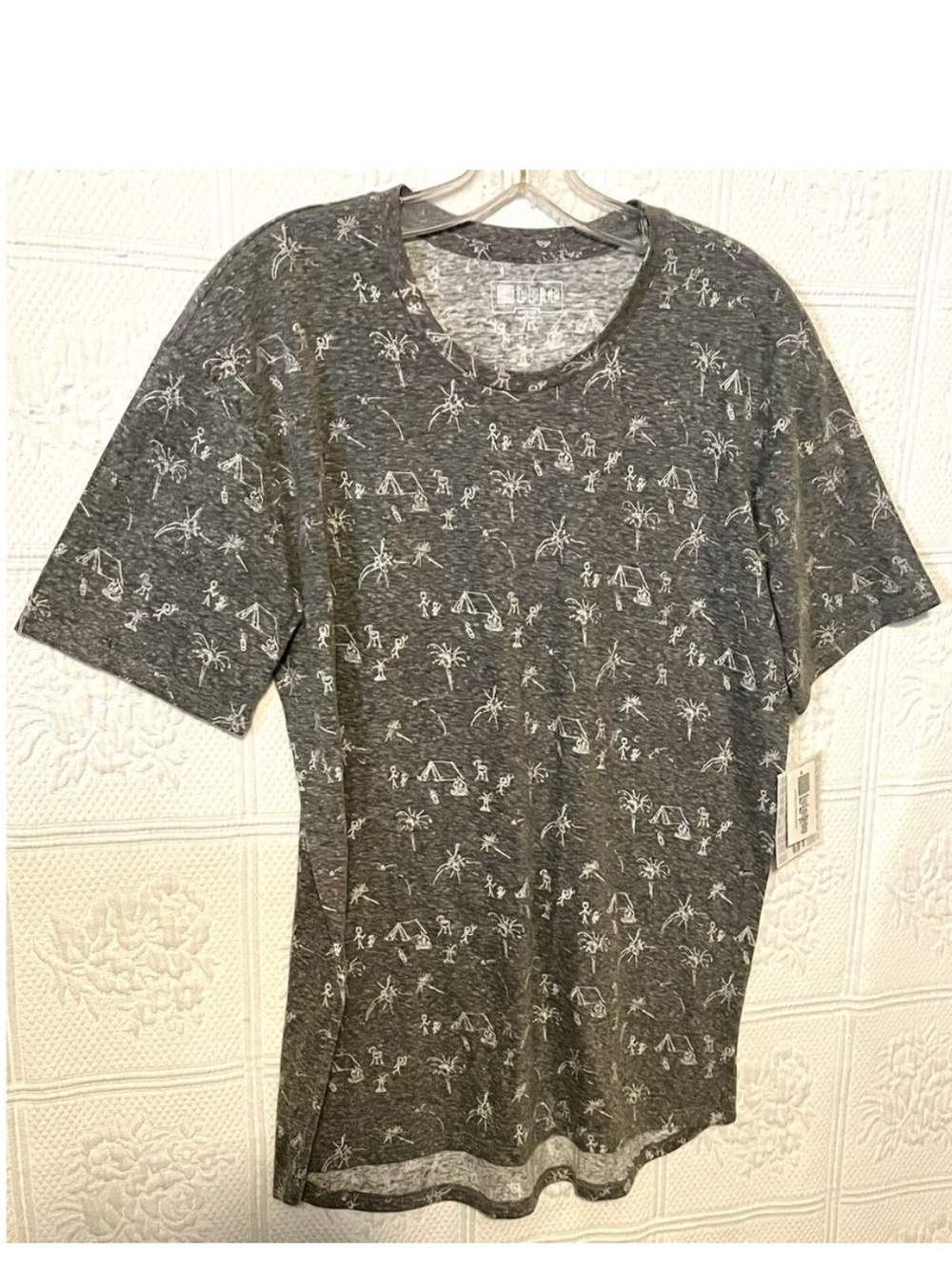 LuLaRoe Patrick T Tee Shirt Top Size M Medium New NWT Gray Stickfigures